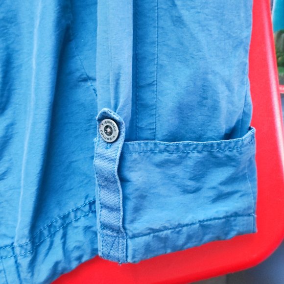Columbia canvas windbreaker with hood full zipper muted blue women's size L - Picture 7 of 8